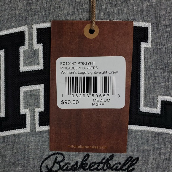 Philadelphia‎ 76ers Mitchell & Ness NBA Womens Medium Sweatshirt Gray NWT - Picture 7 of 8